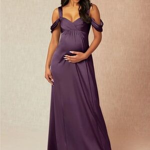 Azazie Off-Shoulder Purple Maxi Dress